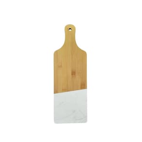 Tabua de Frios Queijos Corte Servir Bambu e Marmore 45cm