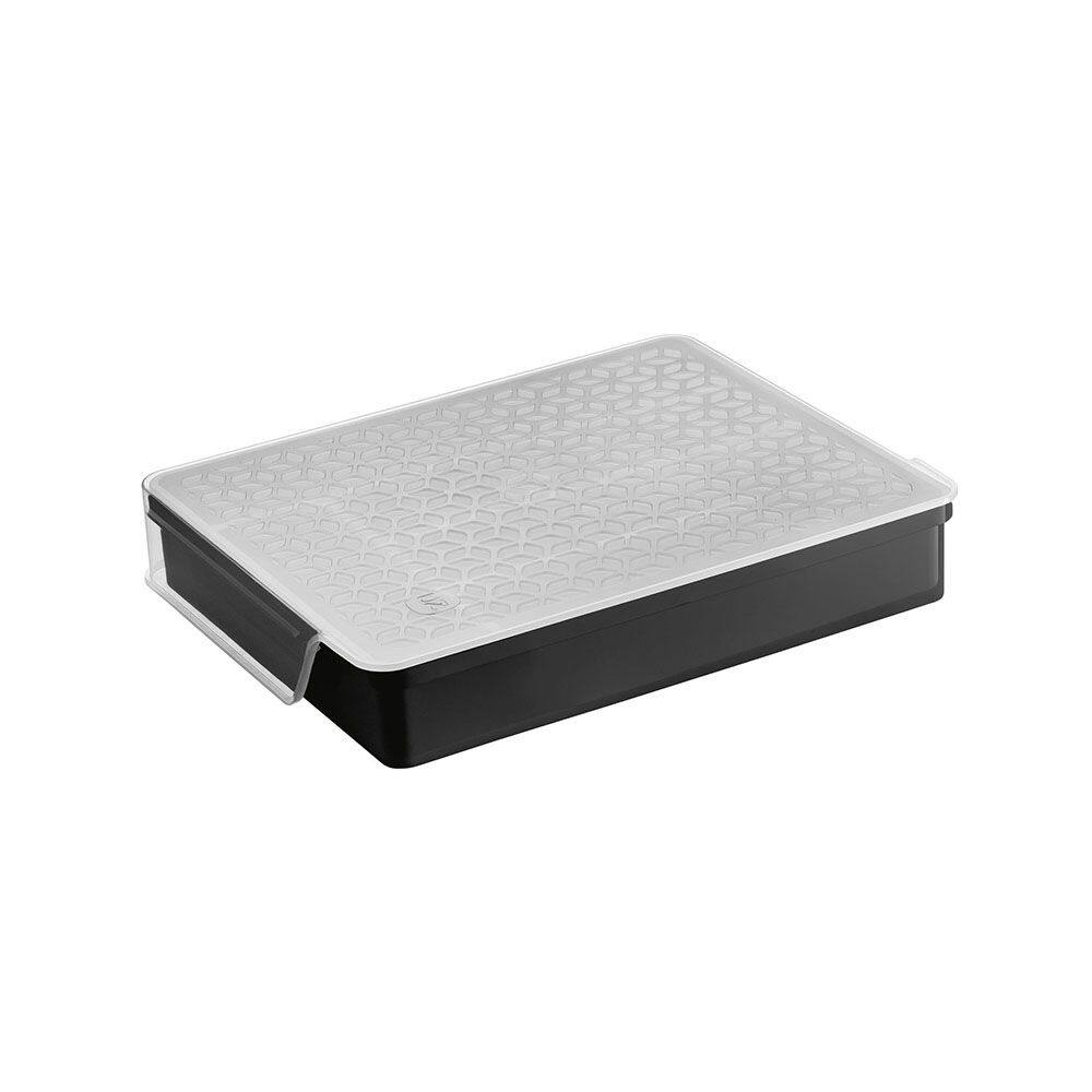 Porta Talheres Organizador Gaveta Multiuso Preto Tampa 1un