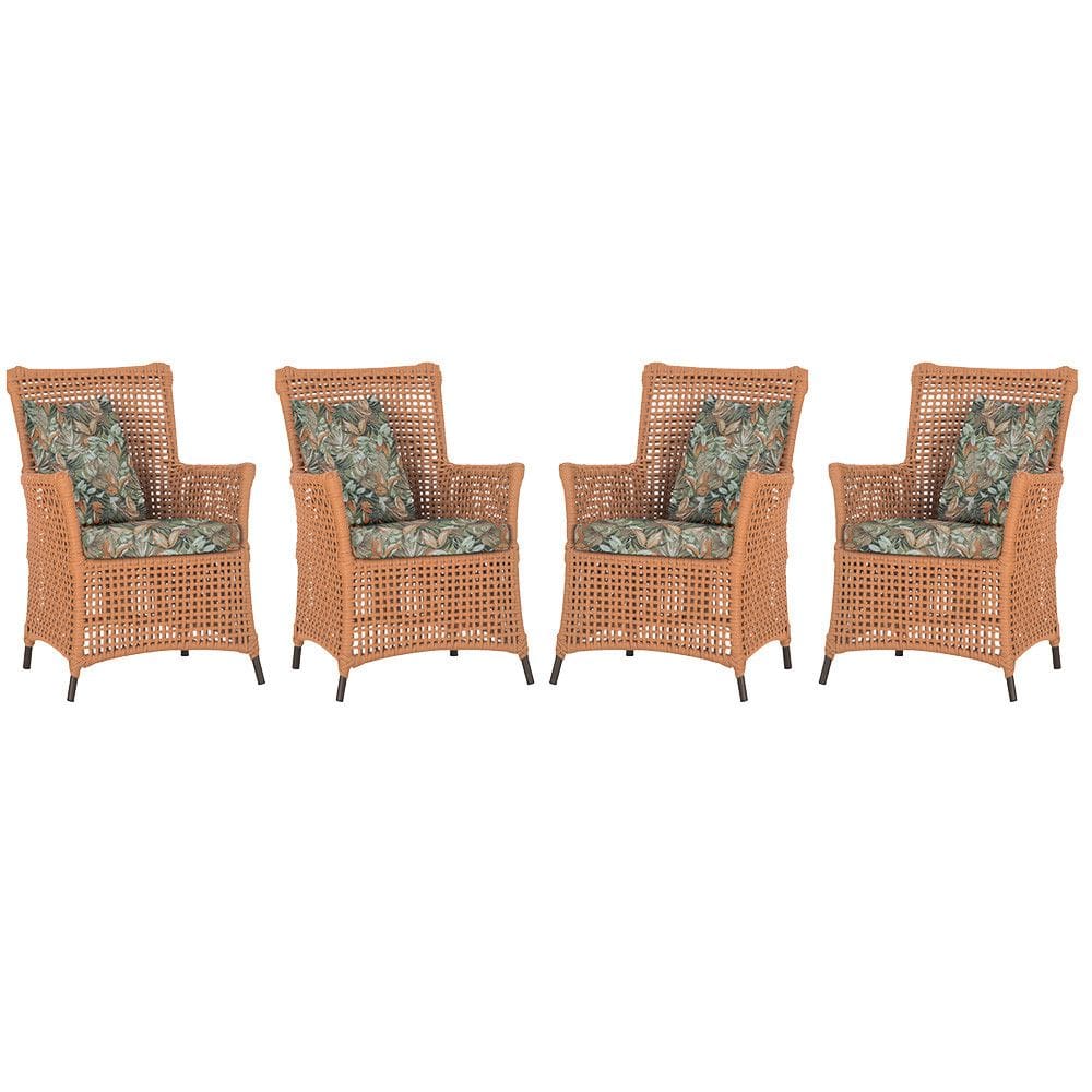 4 Poltronas Igapó Alumínio Micro Pintura Marrom Corda Náutica Estofado 4