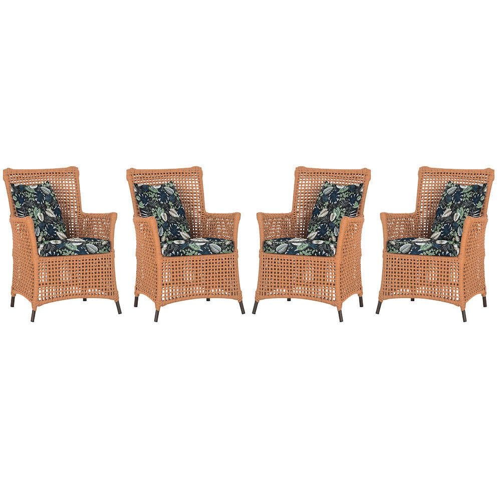 4 Poltronas Igapó Alumínio Micro Pintura Marrom Corda Náutica Estofado 1