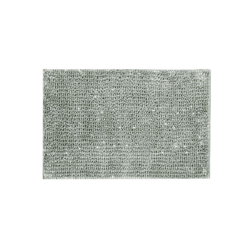 Tapete Antiderrapante Cinza Fio Prateado Banheiro 50x70cm