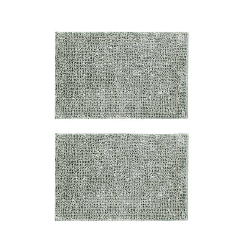 Tapete Antiderrapante Cinza Fio Prateado Banheiro 50x70 2un