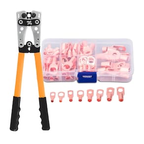 Kit Alicate Crimpador 6-50mm com 60 Terminais Tubulares | Aço com Catraca | Terminais de Cobre SC Variados | Estojo Completo