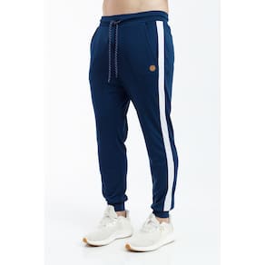 Calça Masculina Helanca Esportiva Faixa Lateral Marinho
