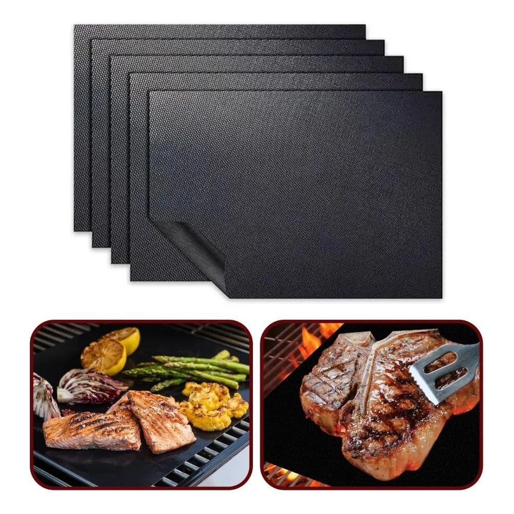Kit 3 Manta Teflon Grill Assar Churrasqueira Tapete Antiaderente