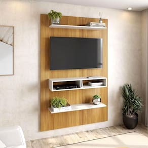 Painel TV Até 50" 115x181cm Prateleira Nicho Freijó Off White