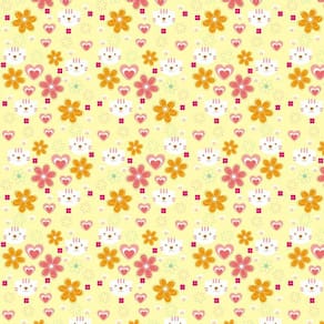 Papel De Parede Amarelo Flores Gatinha E Corações Decorativo