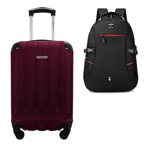 Kit Mala de Viagem Bordo Tamanho PP Rígida em ABS Cadeado Segredo Rodas 360º Gladiador A5MB2 com Mochila Executiva