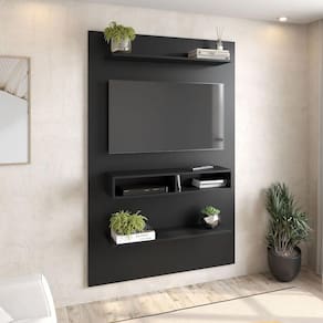 Painel TV Até 50" 115x181cm Prateleira Nicho Preto