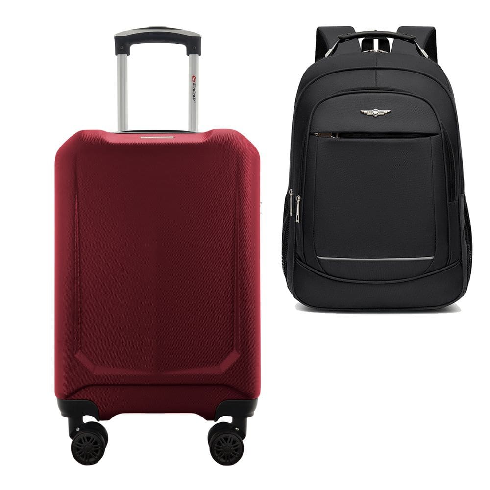 Kit Mala de Viagem Bordo 10kg ABS Rígida Rodas 360º Duplas Cadeado Segredo Gladiador A6MB com Mochila Executiva Notebook