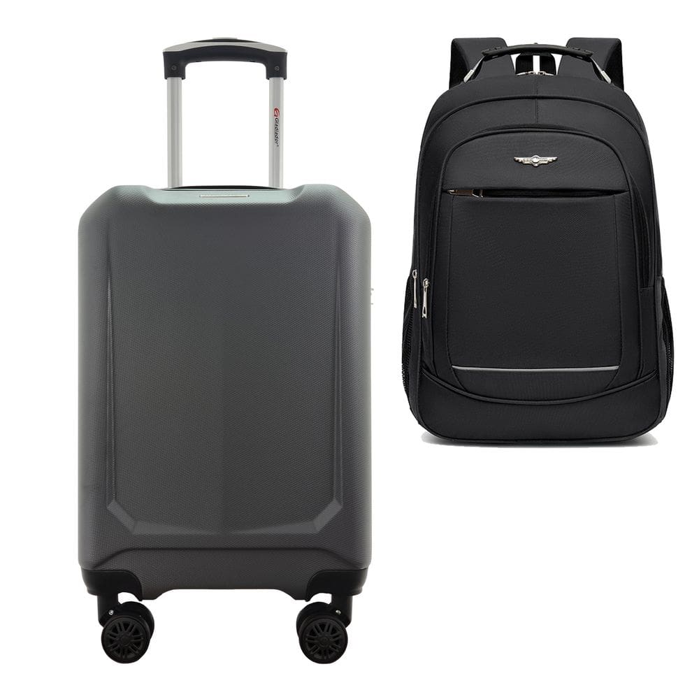 Kit Mala de Viagem Bordo 10kg ABS Rígida Rodas 360º Duplas Cadeado Segredo Gladiador A6MB com Mochila Executiva Notebook