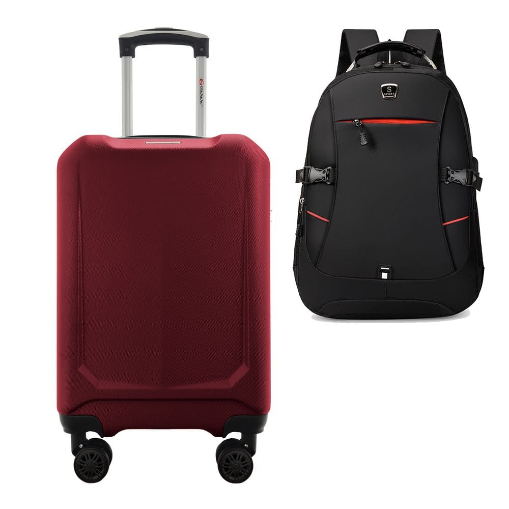 Kit Mala de Viagem Bordo 10kg ABS Rígida Rodas 360º Duplas Cadeado Segredo Gladiador A6MB com Mochila Executiva Notebook
