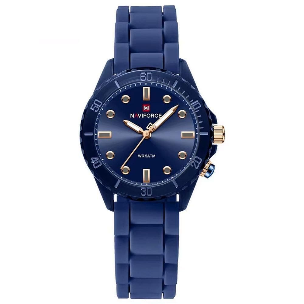 Relógio De Quartzo Feminino Design Casual Pulseira De Silicone 5atm à Prova D´agua Azul