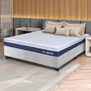 Conjunto Box Branco Durban Azul Espuma D28 Viúva 128x188x57 - King House