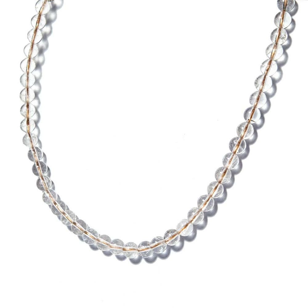 Colar Choker Bolinha 6mm Pedra Quartzo Cristal 40cm