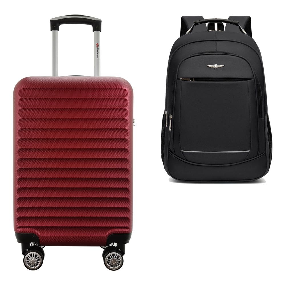 Kit Mala de Bordo 10kg Expansiva Viagem Rígida ABS Rodas 360 Duplas Cadeado Segredo Gladiador B1MB com Mochila Executiva