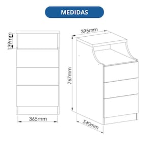 Mesa de Cabeceira 3 Gavetas Elegance Angelin/Níquel