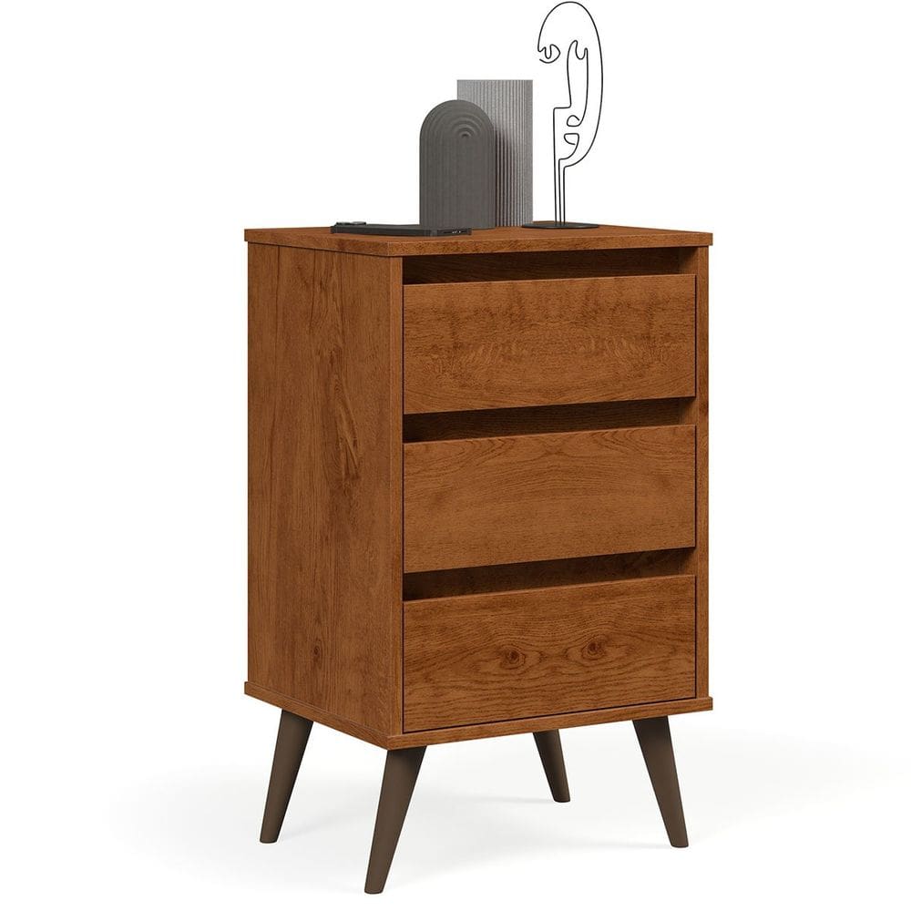 Mesa de Cabeceira 3 Gavetas com Pés Palito Woon