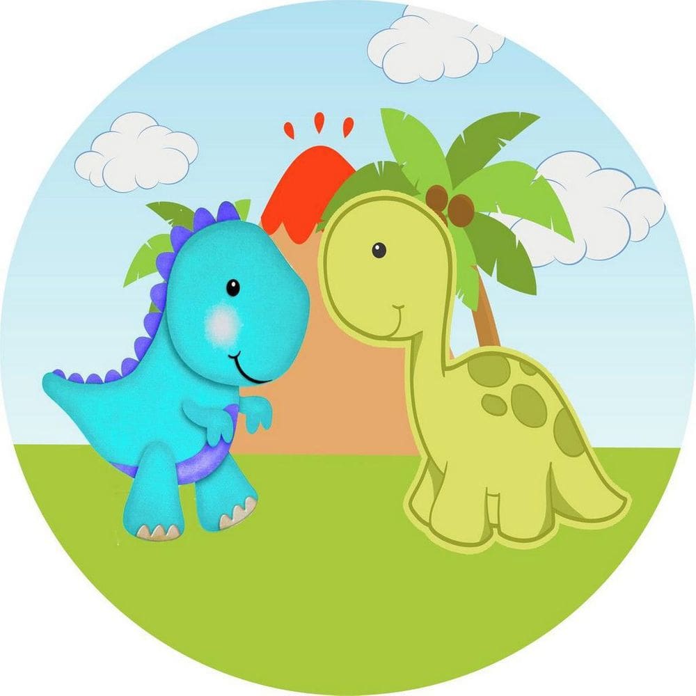 Painel Redondo 3D Sublimado Dino Baby Frd-009