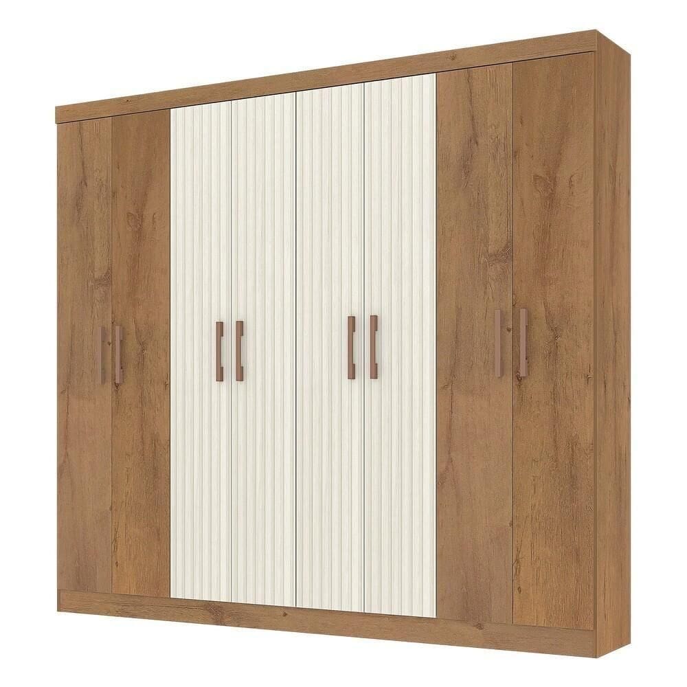 Guarda-roupas 207,6cm Com 8 Portas Multimóveis Cr35129 Canelato Rústico/ Off White