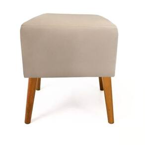 Puff Puf Marrocos Suede Bege Pés Palito Castanho