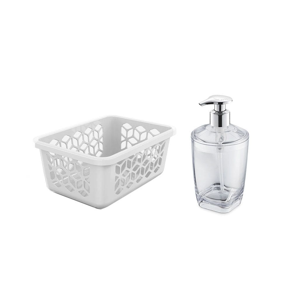 Porta Alcool Gel Porta Sabonete Liquido e Cesto Organizador Cesta