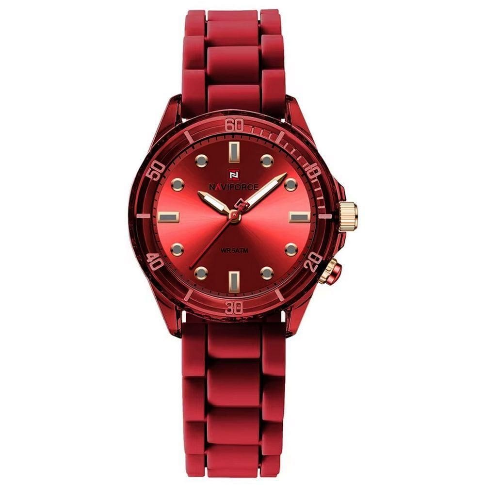 Relógio De Quartzo Feminino Design Casual Pulseira De Silicone 5atm à Prova D´agua Vermelho