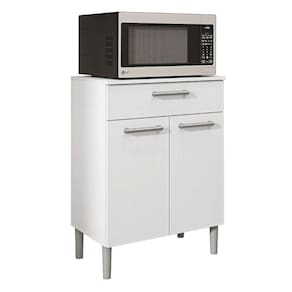 Armário De Cozinha Balcão Multiuso Para Micro Ondas Com Gaveta Diamante Branco Kit`s Paraná Branco