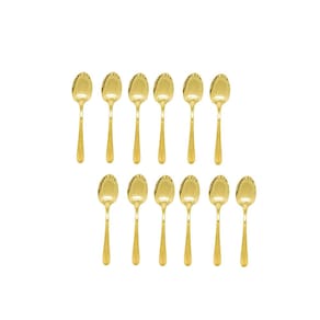 Colher de Sobremesa Dourado Talheres Aço Inox 12un