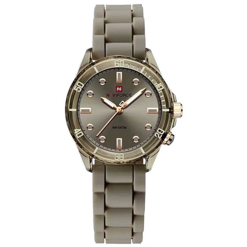 Relógio De Quartzo Feminino Design Casual Pulseira De Silicone 5atm à Prova D´agua Marrom
