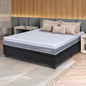 Conjunto Box Baú Preto Durban Cinza Espuma D28 Casal 138x188x64 - King House