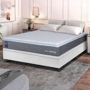 Conjunto Box Baú Branco Argel Cinza Espuma D33 Casal 138x188x74 - King House