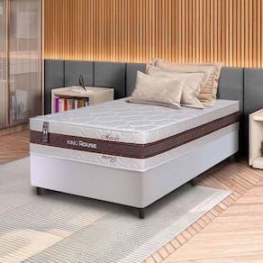 Conjunto Box Branco Mali Bege Molas Ensacadas Solteiro 96x203x70 - King House