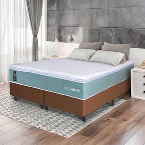 Conjunto Box Marrom Lagos Verde Molas Ensacadas King 193x203x66 - King House