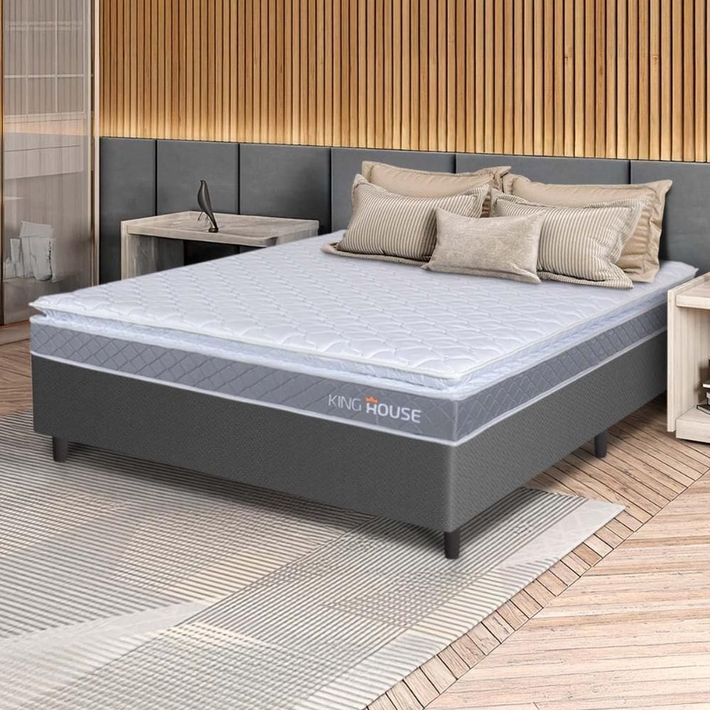 Conjunto Box Cinza Durban Cinza Espuma D28 Casal 138x188x57 - King House