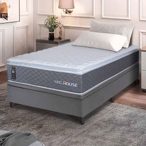 Conjunto Box Baú Cinza Argel Cinza Espuma D33 Solteiro 96x203x74 - King House