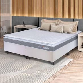 Conjunto Box Branco Durban Cinza Espuma D28 Queen 158x198x57 - King House