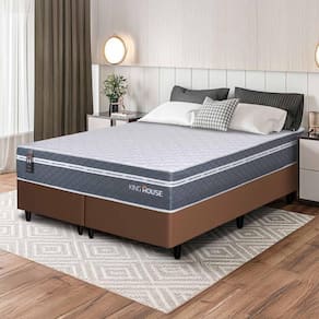 Conjunto Box Marrom Cairo Cinza Molas Ensacadas Queen 158x198x64 - King House