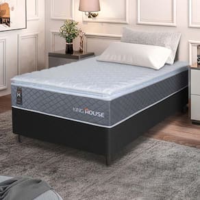 Conjunto Box Preto Argel Cinza Espuma D33 Solteiro 88x188x67 - King House