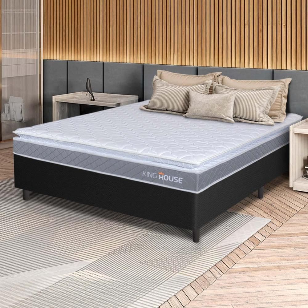 Conjunto Box Preto Durban Cinza Espuma D28 Casal 138x188x57 - King House