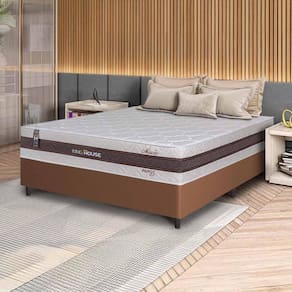 Conjunto Box Marrom Mali Bege Molas Ensacadas Casal 138x188x70 - King House