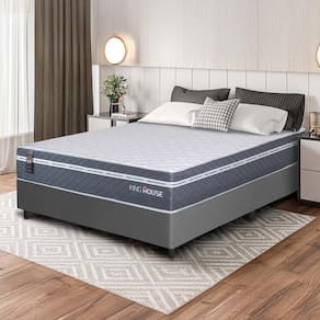 Conjunto Box Cinza Cairo Cinza Molas Ensacadas Casal 138x188x64 - King House