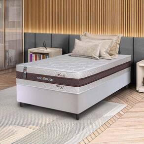 Conjunto Box Branco Mali Bege Molas Ensacadas Solteiro 88x188x70 - King House