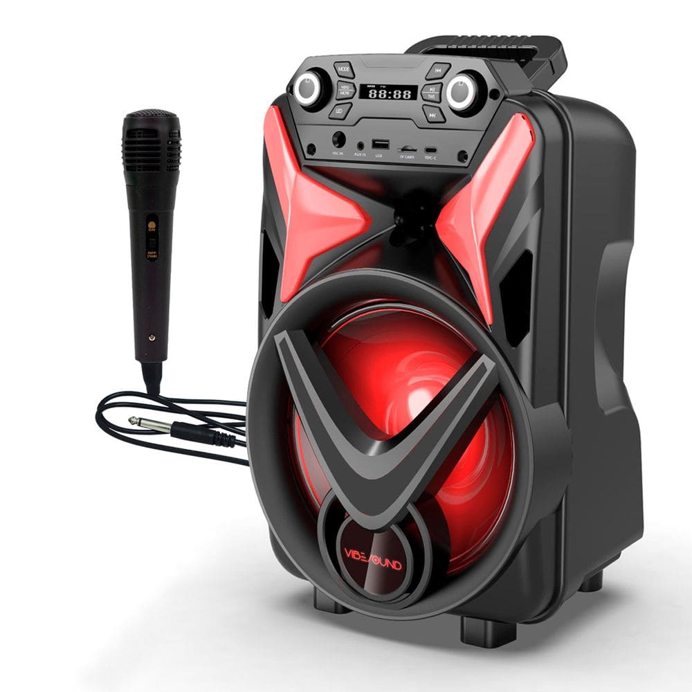 Caixa Som Bateria 340W Rms Bluetooth Microfone Portátil Fm Usb V8 Power Bivolt VibeSound Vs002