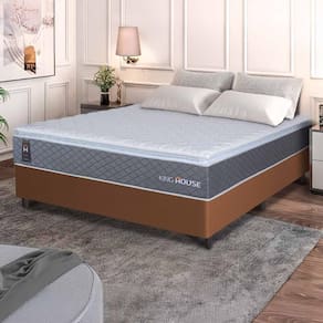 Conjunto Box Marrom Argel Cinza Espuma D33 Casal 138x188x67 - King House