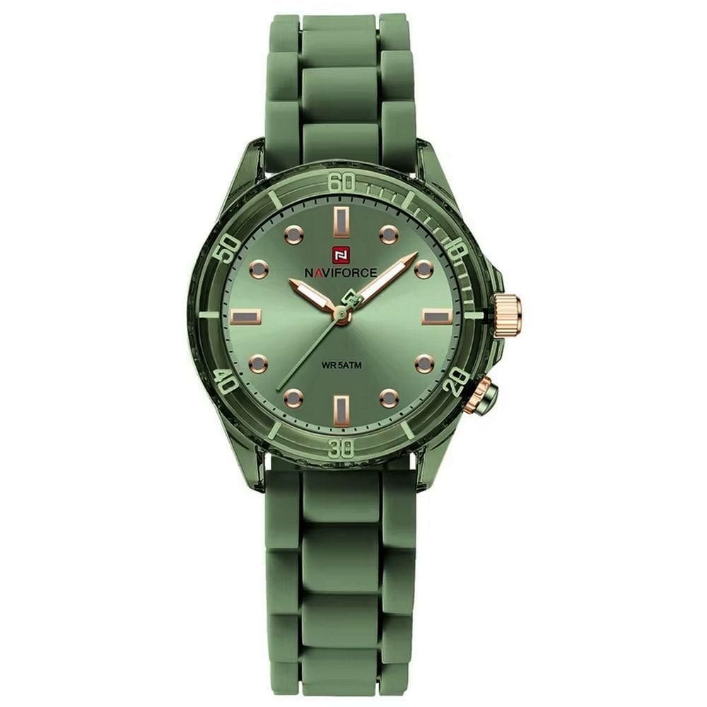 Relógio De Quartzo Feminino Design Casual Pulseira De Silicone 5atm à Prova D´agua Verde