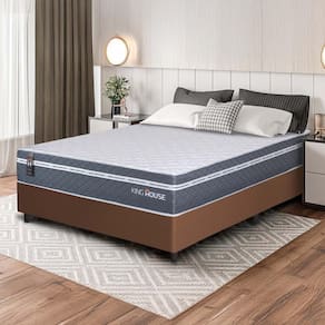 Conjunto Box Marrom Cairo Cinza Molas Ensacadas Casal 138x188x64 - King House