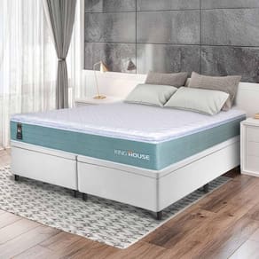 Conjunto Box Baú Branco Lagos Verde Molas Ensacadas King 193x203x73 - King House