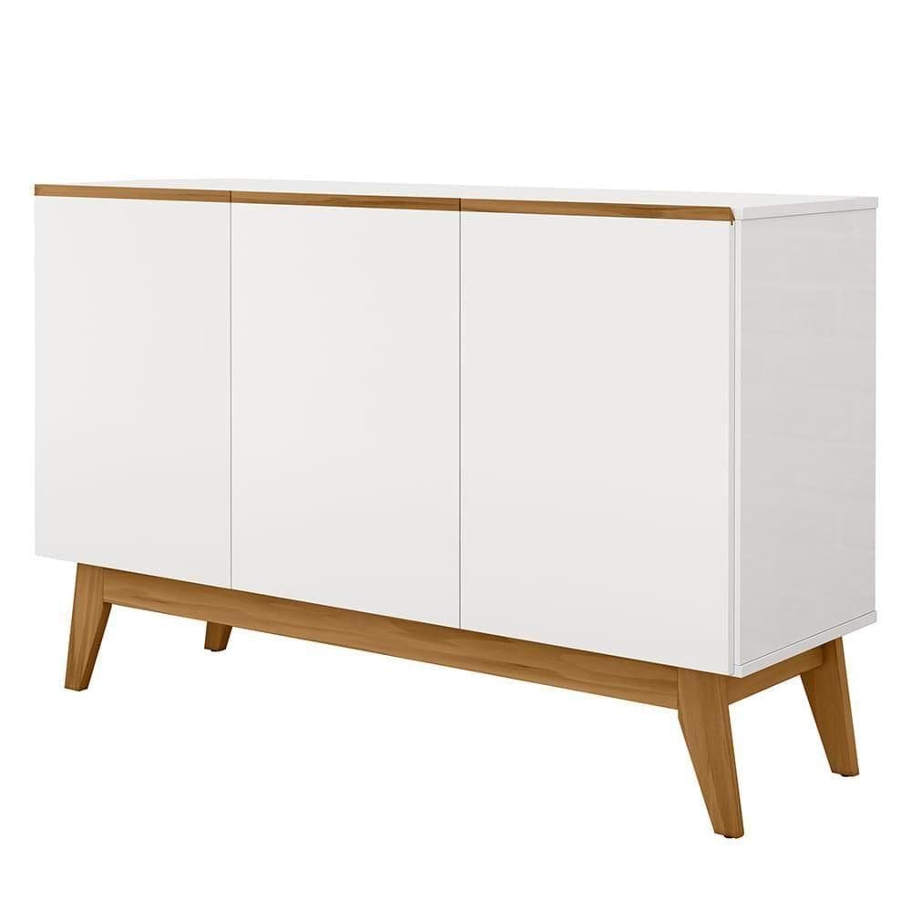 Balcao Buffet Ares 3 Portas 122 Cm Henn Branco Nature