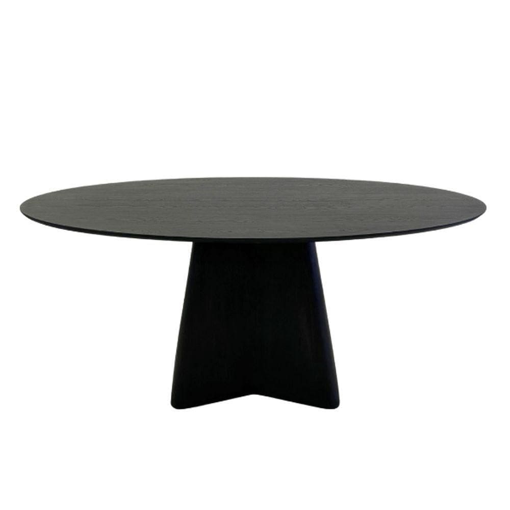 Mesa De Jantar Cone Lazo Oval 140x90 Cm Tampo Ébano Base Ébano Preto